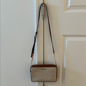 Michael Kors Tan and Brown Crossbody Bag